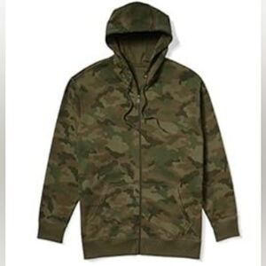 Men's Full-Zip Fleece Camo Hoodie Sweatshirt 2XL